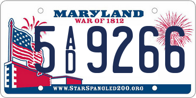 MD license plate 5AD9266