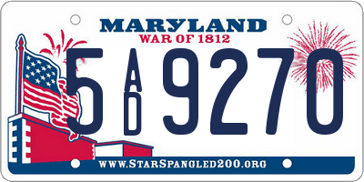 MD license plate 5AD9270
