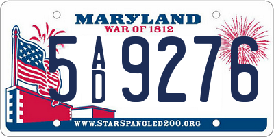 MD license plate 5AD9276