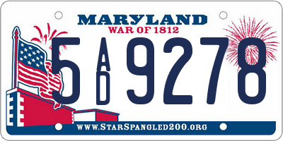 MD license plate 5AD9278
