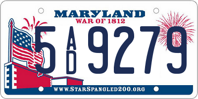 MD license plate 5AD9279