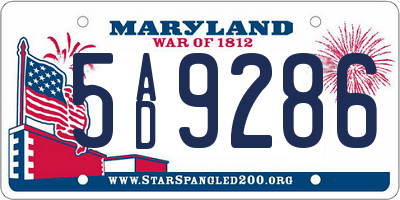 MD license plate 5AD9286