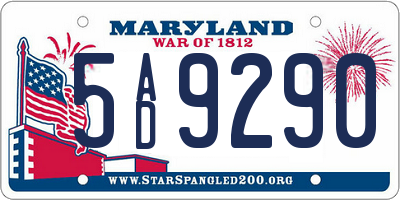 MD license plate 5AD9290