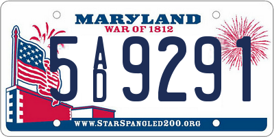 MD license plate 5AD9291