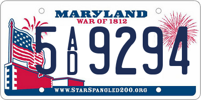 MD license plate 5AD9294