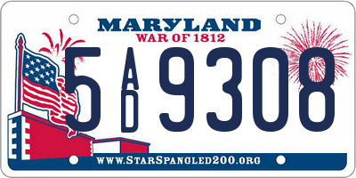 MD license plate 5AD9308