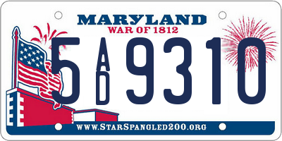 MD license plate 5AD9310