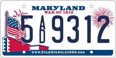 MD license plate 5AD9312