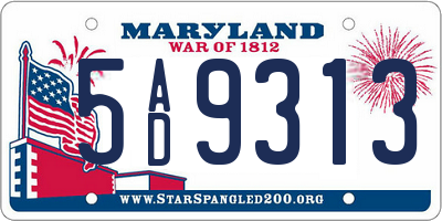MD license plate 5AD9313