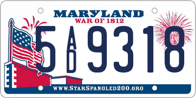 MD license plate 5AD9318