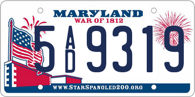 MD license plate 5AD9319