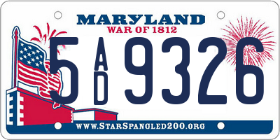 MD license plate 5AD9326
