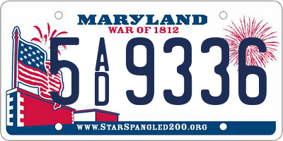MD license plate 5AD9336