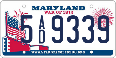 MD license plate 5AD9339
