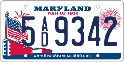 MD license plate 5AD9342