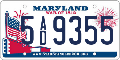 MD license plate 5AD9355