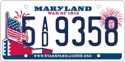 MD license plate 5AD9358