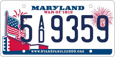 MD license plate 5AD9359