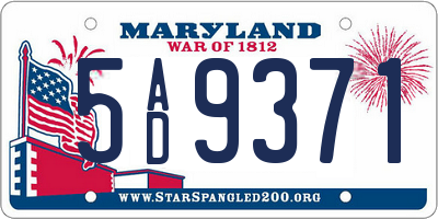 MD license plate 5AD9371