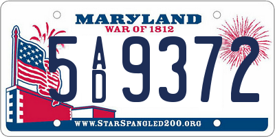 MD license plate 5AD9372