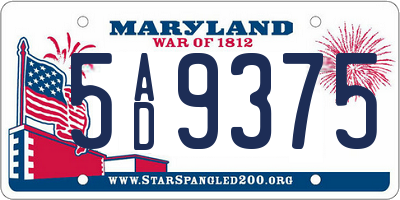 MD license plate 5AD9375
