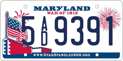 MD license plate 5AD9391