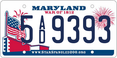 MD license plate 5AD9393