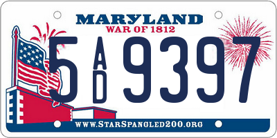 MD license plate 5AD9397