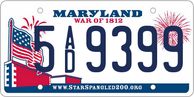 MD license plate 5AD9399