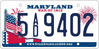 MD license plate 5AD9402