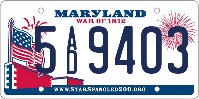 MD license plate 5AD9403