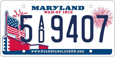 MD license plate 5AD9407