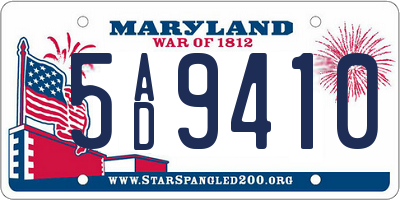 MD license plate 5AD9410