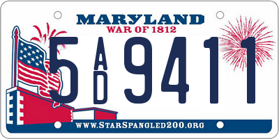 MD license plate 5AD9411