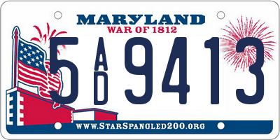 MD license plate 5AD9413