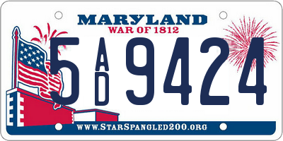 MD license plate 5AD9424