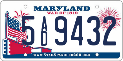 MD license plate 5AD9432