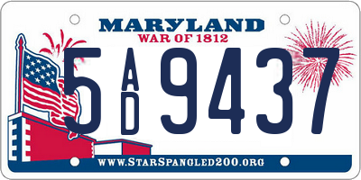 MD license plate 5AD9437