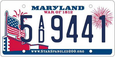 MD license plate 5AD9441