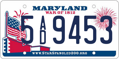 MD license plate 5AD9453