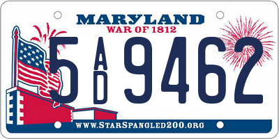 MD license plate 5AD9462
