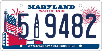 MD license plate 5AD9482