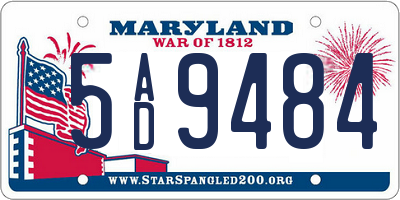 MD license plate 5AD9484