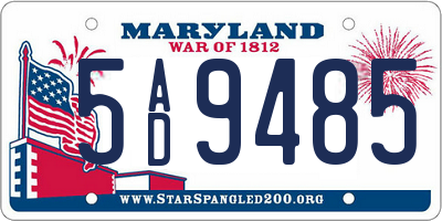 MD license plate 5AD9485