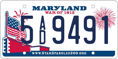 MD license plate 5AD9491