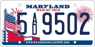MD license plate 5AD9502