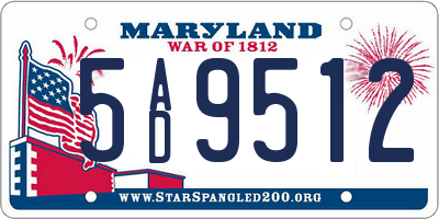 MD license plate 5AD9512