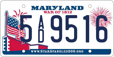 MD license plate 5AD9516