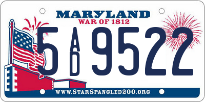 MD license plate 5AD9522