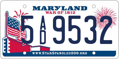 MD license plate 5AD9532